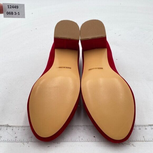 FSJ Red Suede Retro Classic Block Heels Closed Toe Formal Office Shoes - Picture 6 of 7